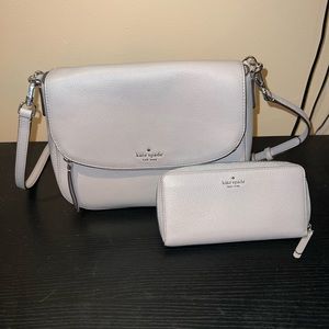 Kate Spade neutral gray bag and wallet